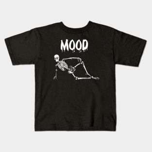 Lounging Funny Mood Skeleton Funny Goth Halloween Kids T-Shirt